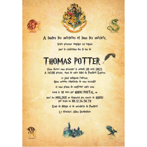 Harry Potter, lettre anniversaire personnalisée ★ Style vintage ★