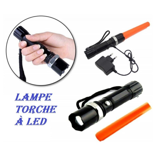 Lampe Torche LED Portée de 250m - 3 Modes...